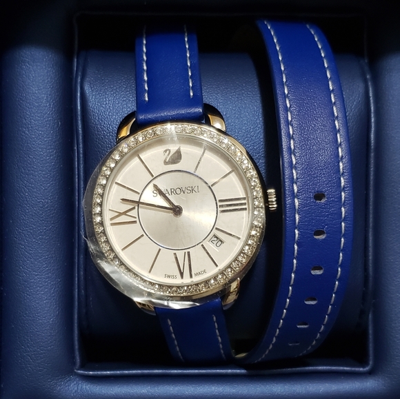 ⤵️⤵️New Swarovski Aila Day Double Tour Blue Watch - Picture 1 of 3